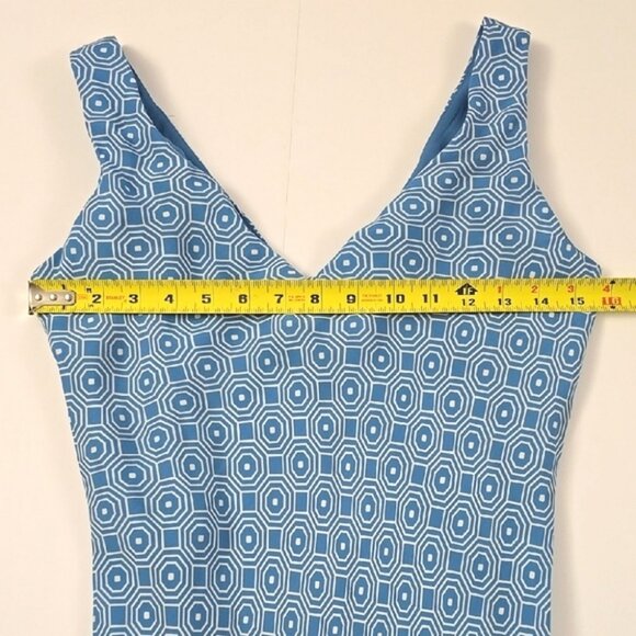 Jones New York Signature Blue White V Neck Sleeveless Dress Silk Lining  Size 4 - Picture 10 of 13